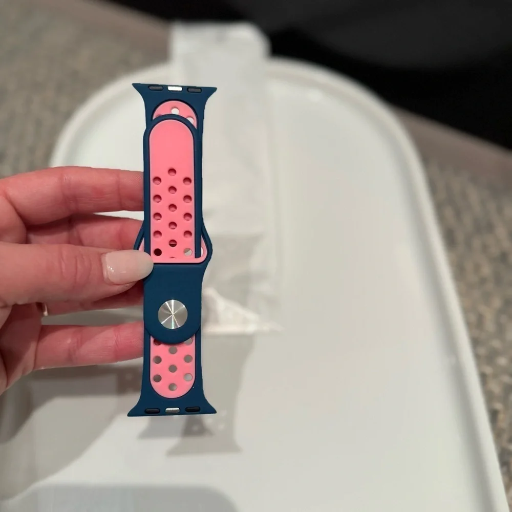 NWT- Apple Watch Sweat Proof Band Blue and Pink Watch S/M